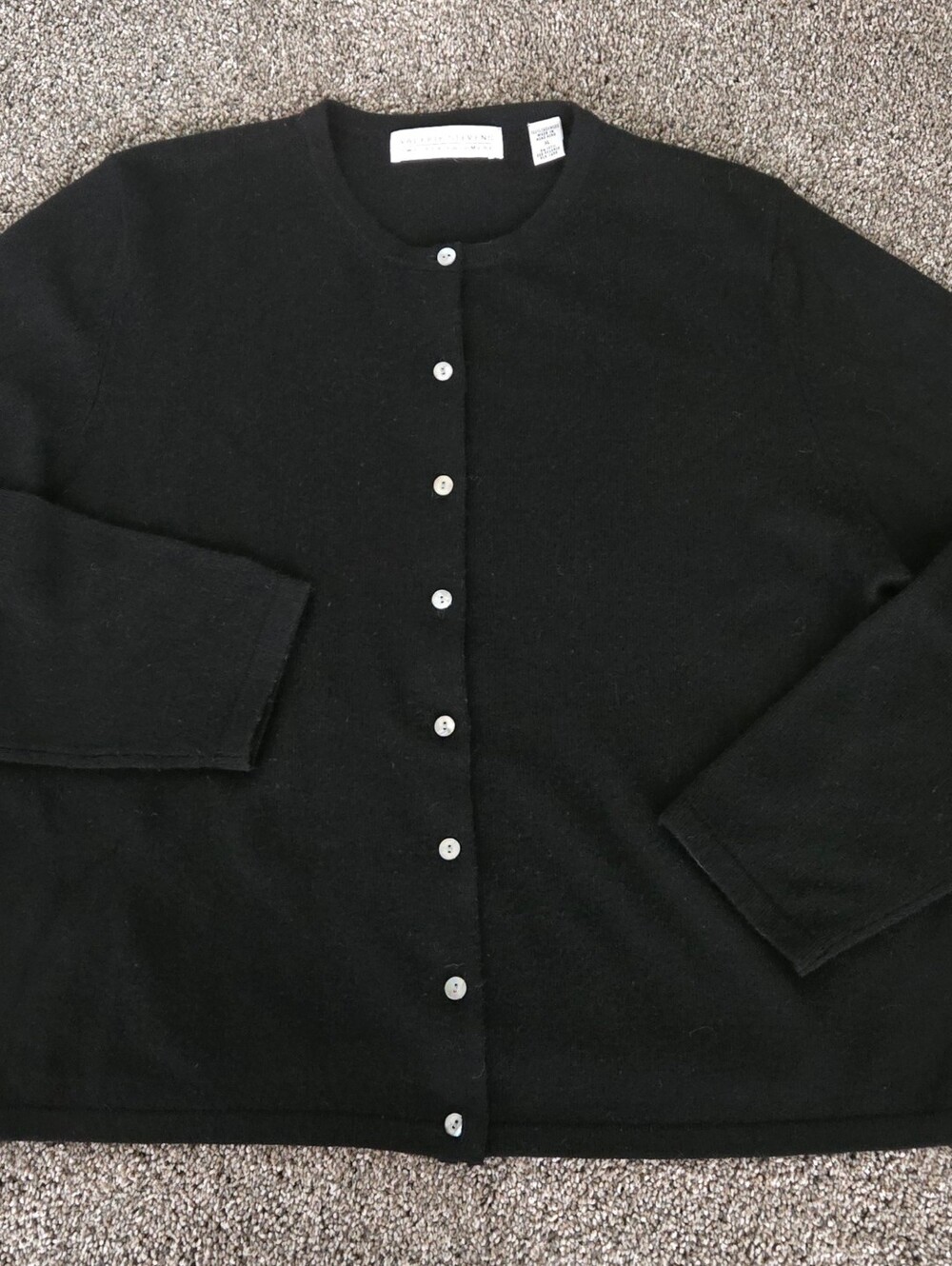 Valerie Stevens 2-Ply Cashmere Crewneck Cardigan Sweater XL